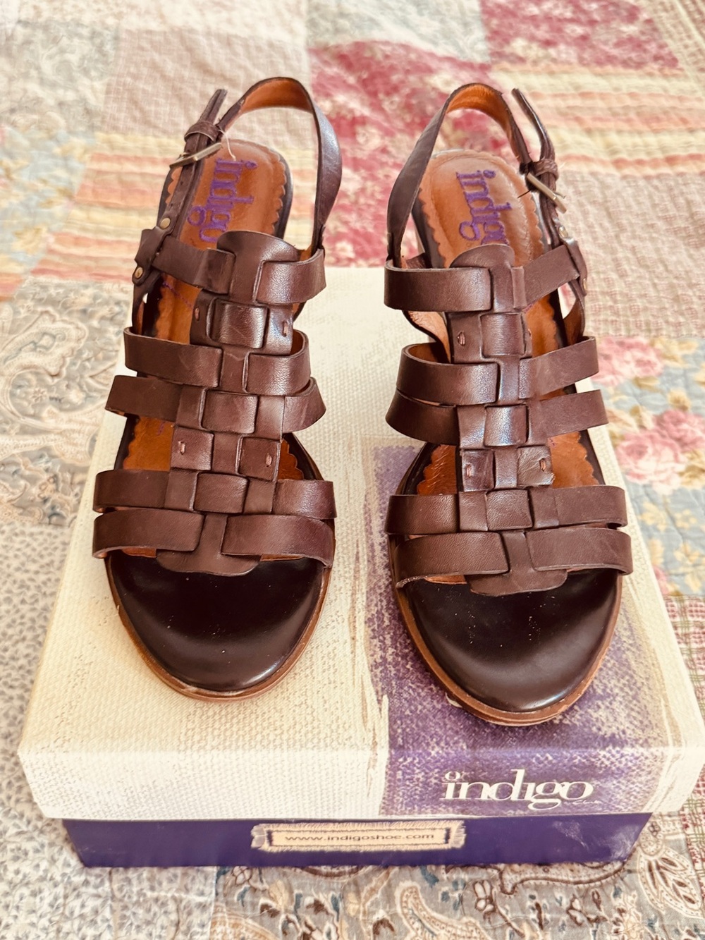 Clarks Brown Woven Leather Slingback Sandals